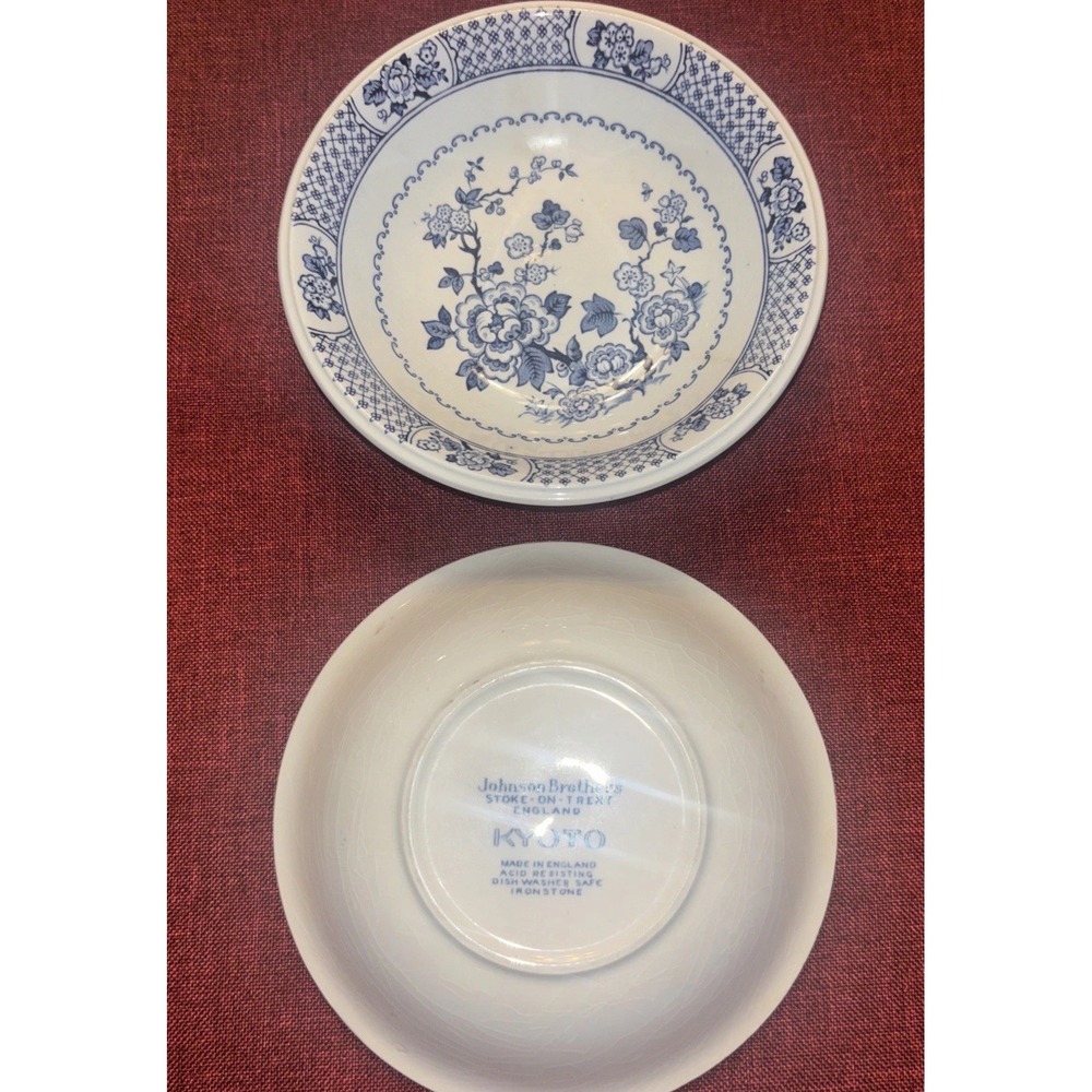 Johnson Brothers Kyoto‎ 2 Fruit Bowl
 White Blue Good Floral Ironstone England